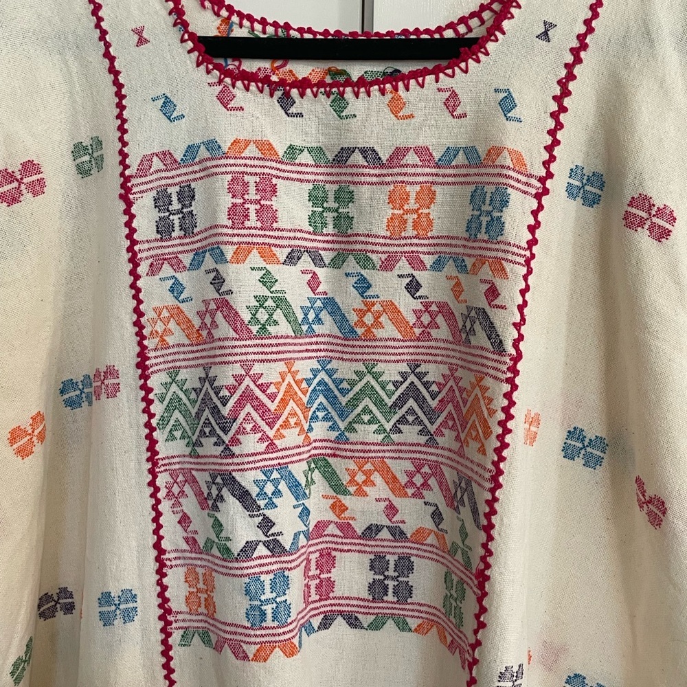 Handmade Xuipil arte Huaxyacac tunic mumu swim coverup manta cloth embroidered - Picture 6 of 9